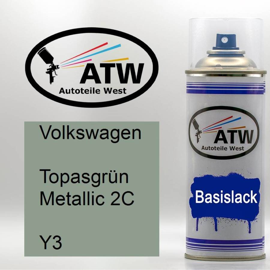 Volkswagen, Topasgrün Metallic 2C, Y3: 400ml Sprühdose, von ATW Autoteile West.